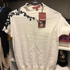 Max Mara Designer Womens Cardigan Jewel Sweater NWT Medium M White Arizona